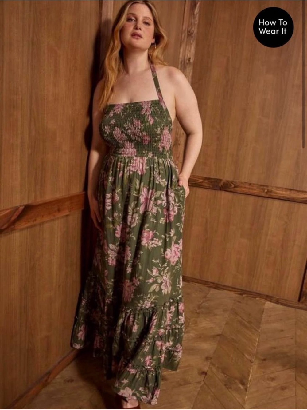 torrid Olive Maxi Dress with Pink Floral Print - Picture 5 of 10